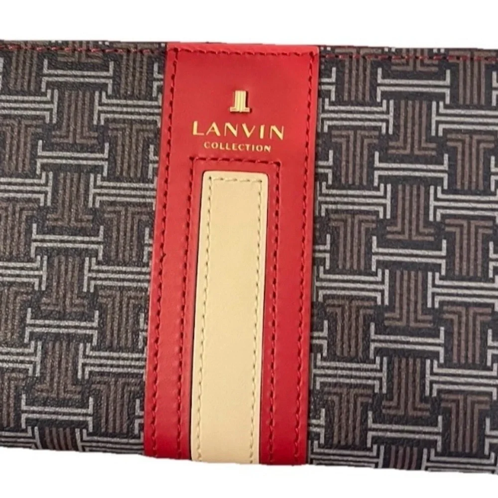 Lanvin collection red and navy Patterned initial logo zip around long Wallet